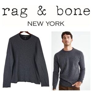 Rag & Bone Mens Sz Medium Crewneck Sweater Pullover Gray Wool Cotton Stretch